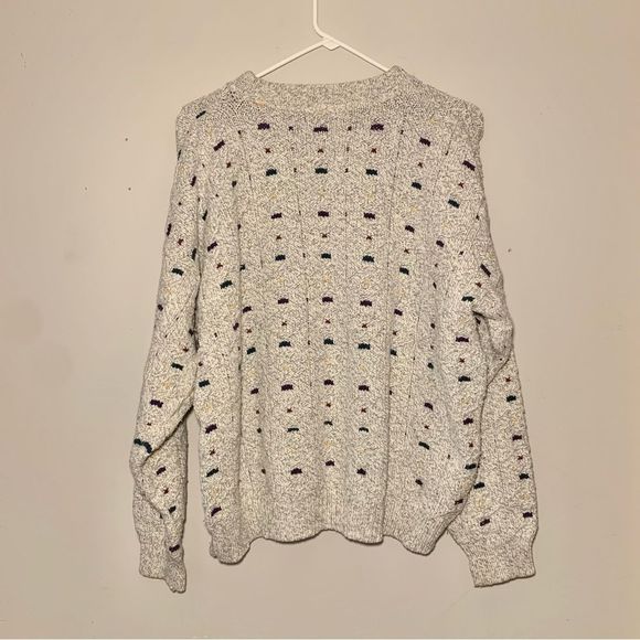 VINTAGE Made in USA Northern Reflections White/Grey Knit Sweater (Size Large) - Picture 7 of 13